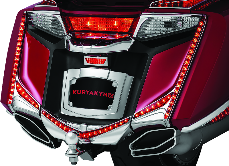 Kuryakyn L.E.D. Vertical Rear Light Strips 12-17 GL1800 Chrome Red Lens Kuryakyn Light Bars & Cubes AXOPROS
