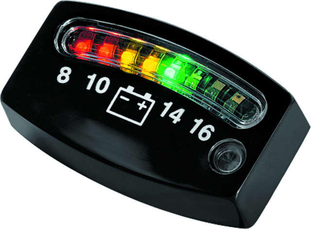 Kuryakyn LED Battery Gauge Universal Black Kuryakyn Gauges  AXOPROS