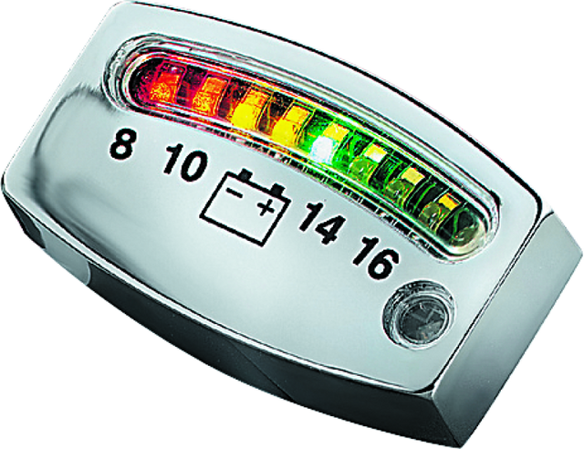 Kuryakyn LED Battery Gauge Universal Chrome Kuryakyn Gauges  AXOPROS