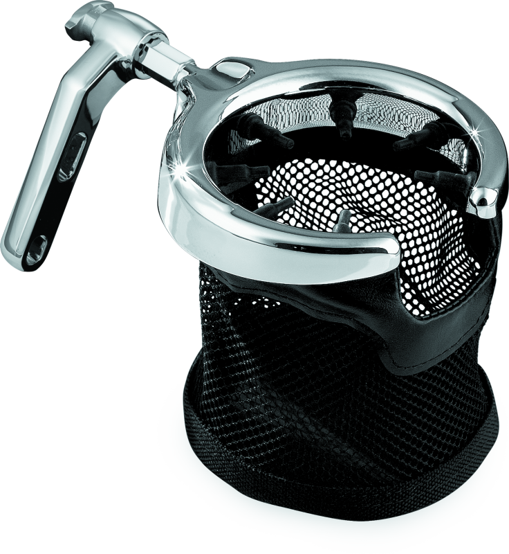 Kuryakyn Mesh Basket Universal Drink Holder Perch Mount Chrome Kuryakyn Cup Holders AXOPROS