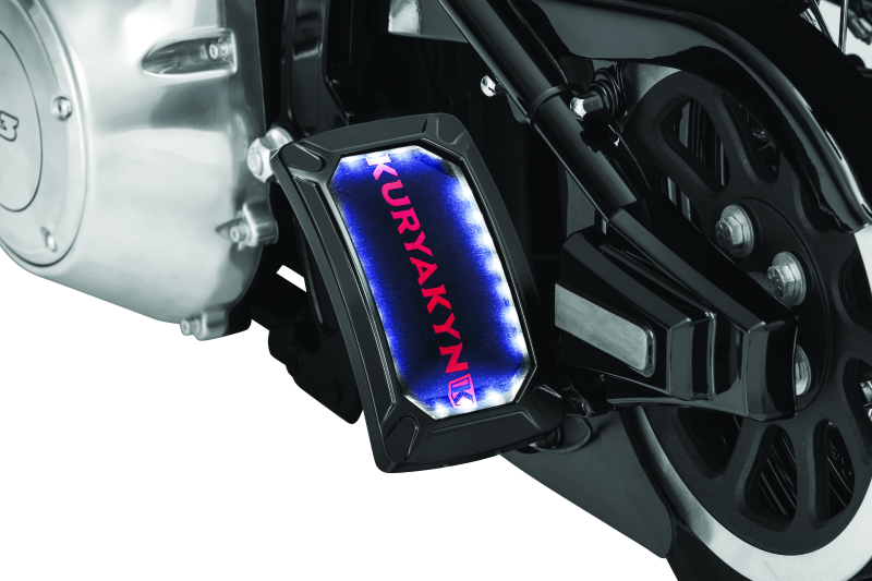 Kuryakyn Nova Curved Vertical Mount Side License Plate Holder Gloss Black Kuryakyn License Plate Relocation AXOPROS