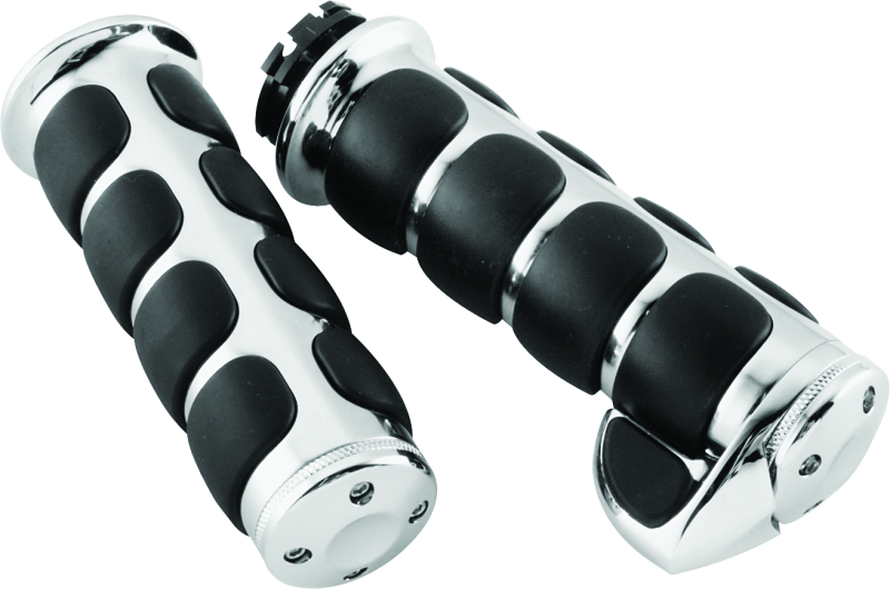 Kuryakyn Premium ISO Grips With Throttle Boss Dual Cable Chrome Kuryakyn Grips AXOPROS