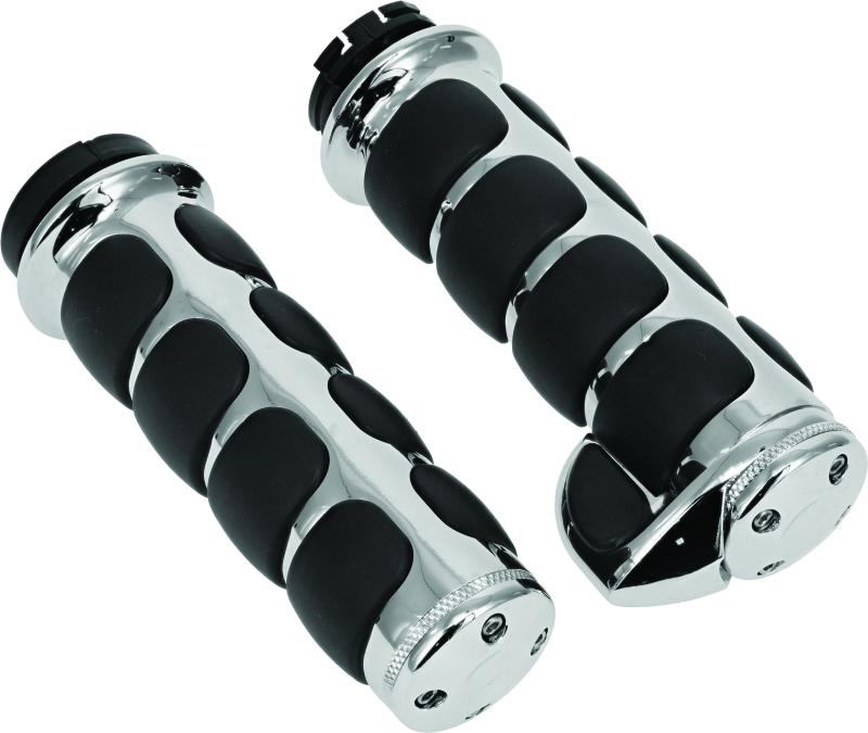 Kuryakyn Premium ISO Grips With Throttle Boss Dual Cable Chrome Kuryakyn Grips AXOPROS