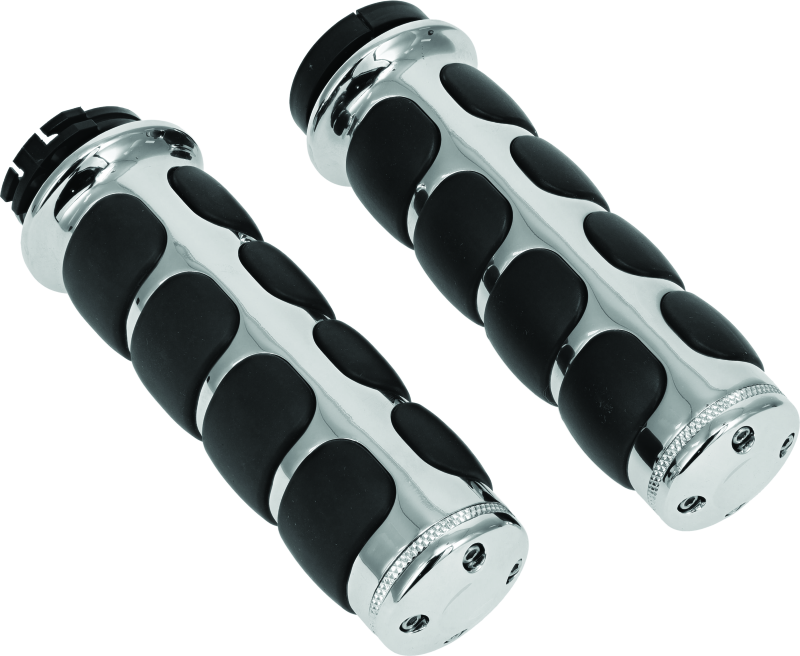 Kuryakyn Premium ISO Grips Without Throttle Boss Dual Cable Chrome Kuryakyn Grips AXOPROS