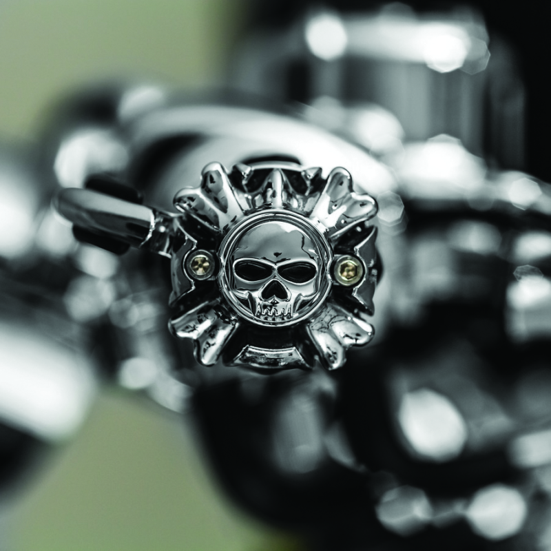 Kuryakyn Replacement Zombie Grip Emblems With Throttle Boss Chrome Kuryakyn Grips AXOPROS