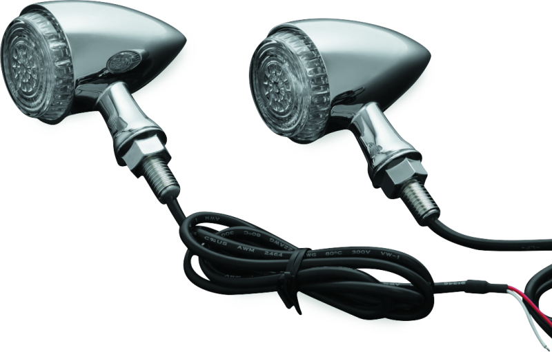 Kuryakyn Torpedo Indicator LED Amber/Red Lights Rear Run-Turn-Brake Chrome Kuryakyn Light Accessories and Wiring AXOPROS