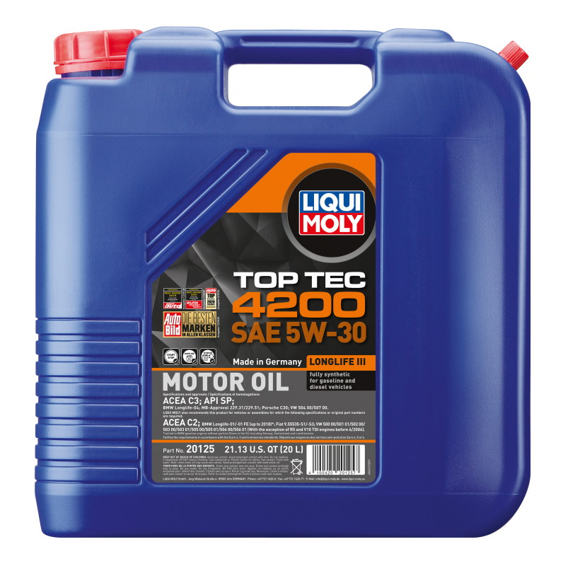 LIQUI MOLY 20L Top Tec 4200 New Generation Motor Oil SAE 5W30 LIQUI MOLY Motor Oils AXOPROS
