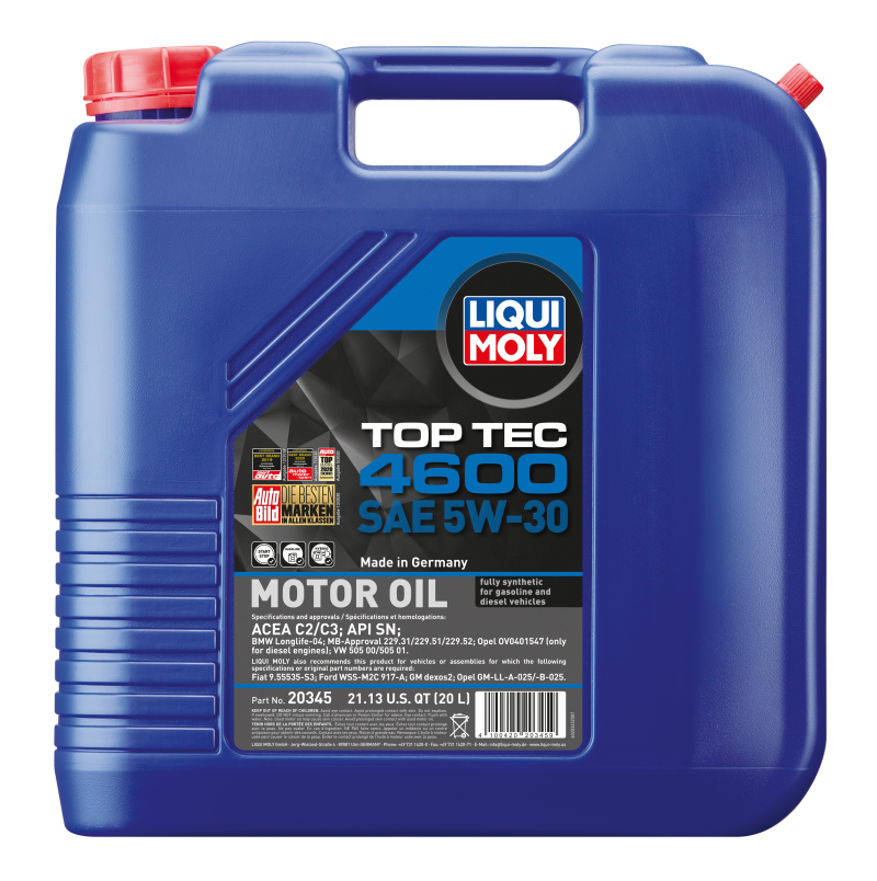 LIQUI MOLY 20L Top Tec 4600 Motor Oil SAE 5W30 LIQUI MOLY Motor Oils AXOPROS