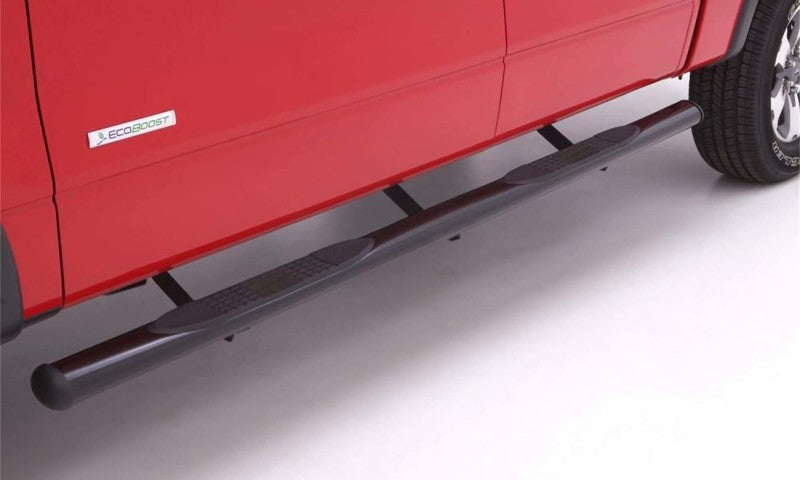 Lund 05-23 Nissan Frontier Crew Cab 4in. Oval Straight Steel Nerf Bars - Black LUND Nerf Bars AXOPROS