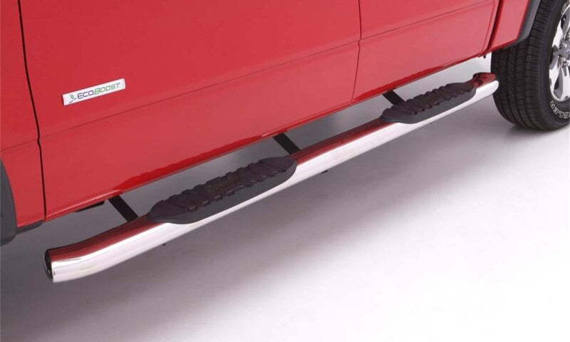 Lund 07-17 Toyota Tundra CrewMax 5in. Curved Oval SS Nerf Bars - Polished LUND Nerf Bars AXOPROS