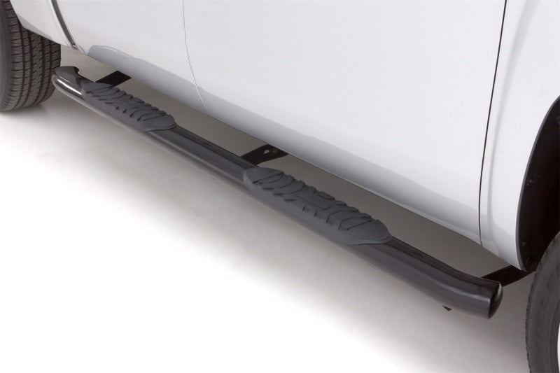 Lund 99-13 Chevy Silverado 1500 Ext. Cab 5in. Oval Curved Steel Nerf Bars - Black LUND Nerf Bars AXOPROS