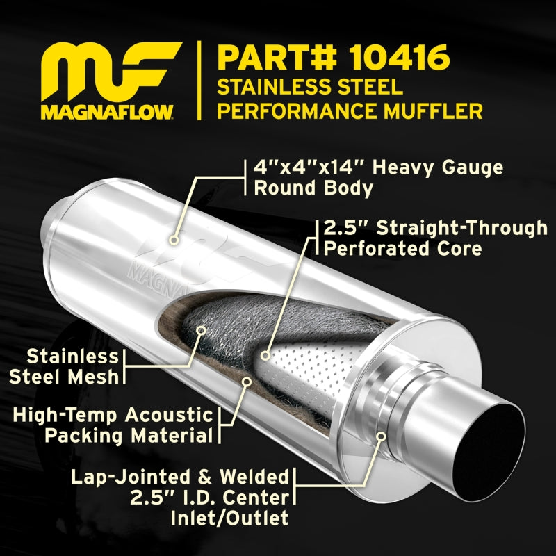 MagnaFlow Muffler Mag SS 14X4X4 2.5X2.5 Magnaflow Muffler AXOPROS