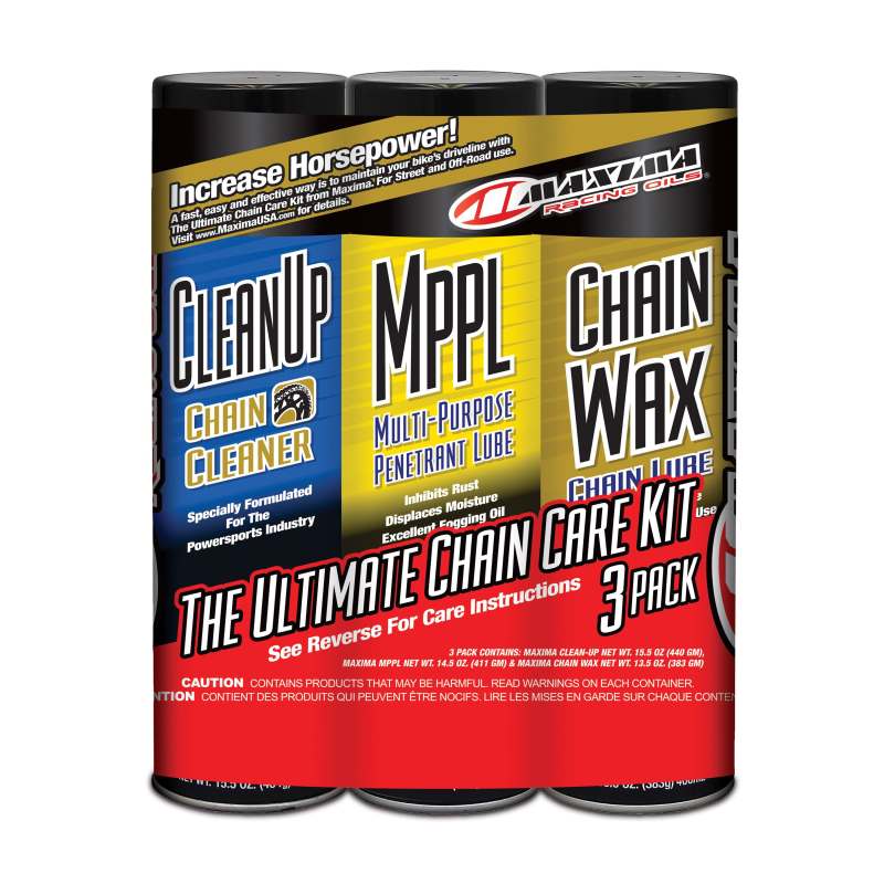 Maxima Chain Wax Ultimate Chain Care Combo Kit - 3-Pack (Aerosol) Maxima Chain Oils and Cleaners  AXOPROS