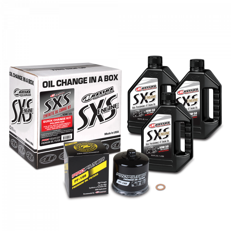 Maxima SXS Polaris RZR/Ranger Quick Change Kit w/Full Synthetic 10W50 Engine Oil/Filter/Hardware Maxima Oil Maintenance Kits AXOPROS