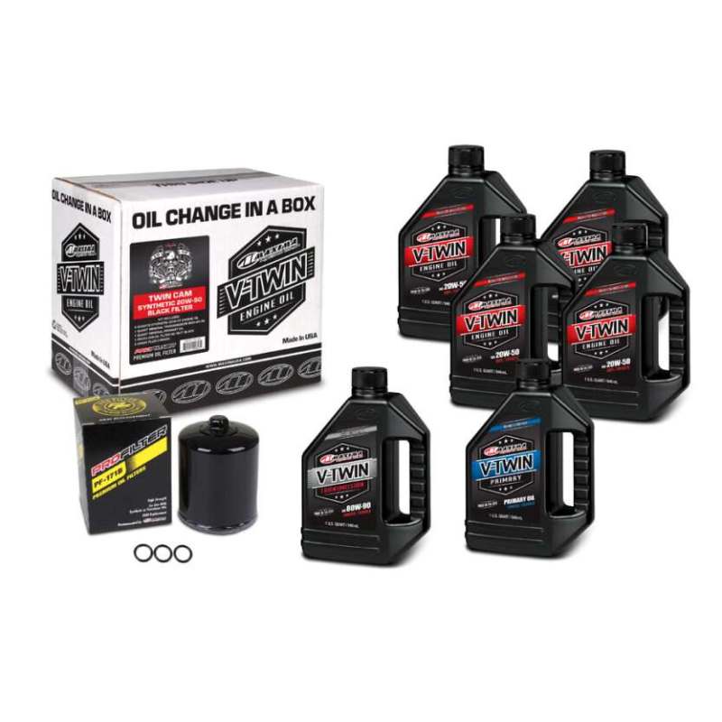 Maxima V-Twin Oil Change Kit Synthetic w/Black Filter Twin Cam Maxima Oil Maintenance Kits AXOPROS