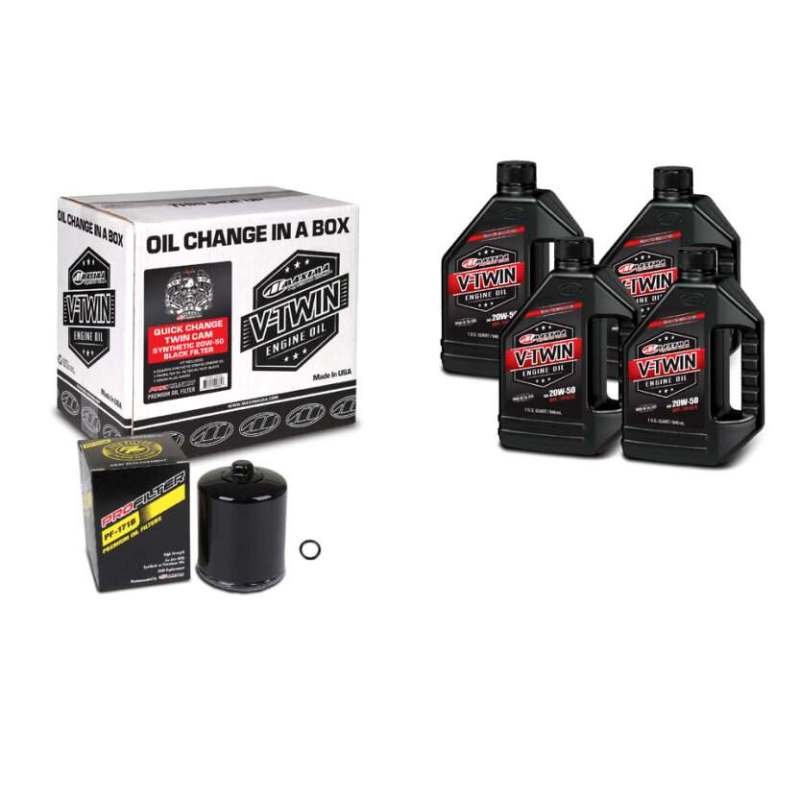 Maxima V-Twin Quick Change Kit Synthetic w/Black Filter Twin Cam Maxima Oil Maintenance Kits AXOPROS