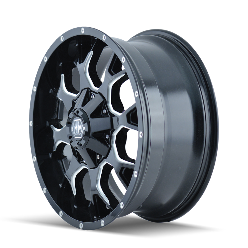 Mayhem 8015 Warrior 20x9 / 6x135 BP / 18mm Offset / 106mm Hub Black w/ Milled Spokes Wheel Mayhem Wheels - Cast AXOPROS