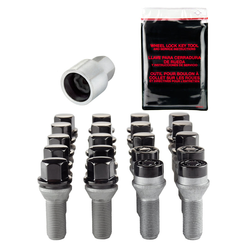 McGard 5 Lug Hex Install Kit w/Locks (Cone Seat Bolt) M14X1.5 / 17mm Hex / 28.0mm Shank L. - Black McGard Wheel Bolts  AXOPROS