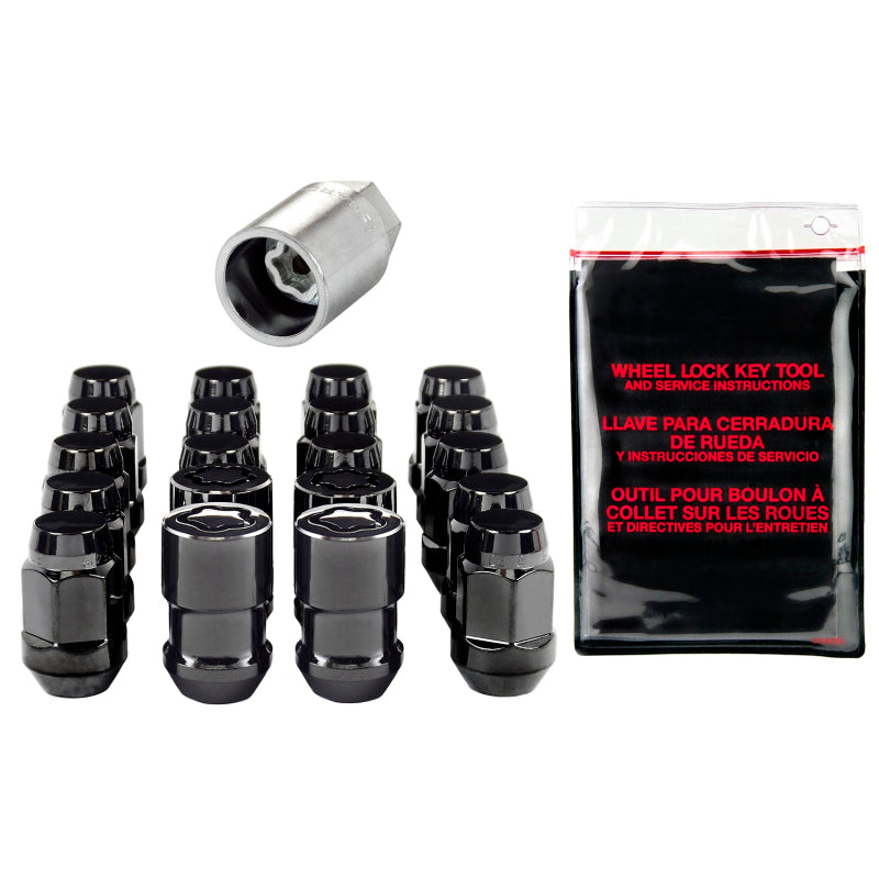 McGard 5 Lug Hex Install Kit w/Locks (Cone Seat Nut / Bulge) M12X1.5 / 3/4 Hex / 1.45in. L - Black McGard Lug Nuts  AXOPROS