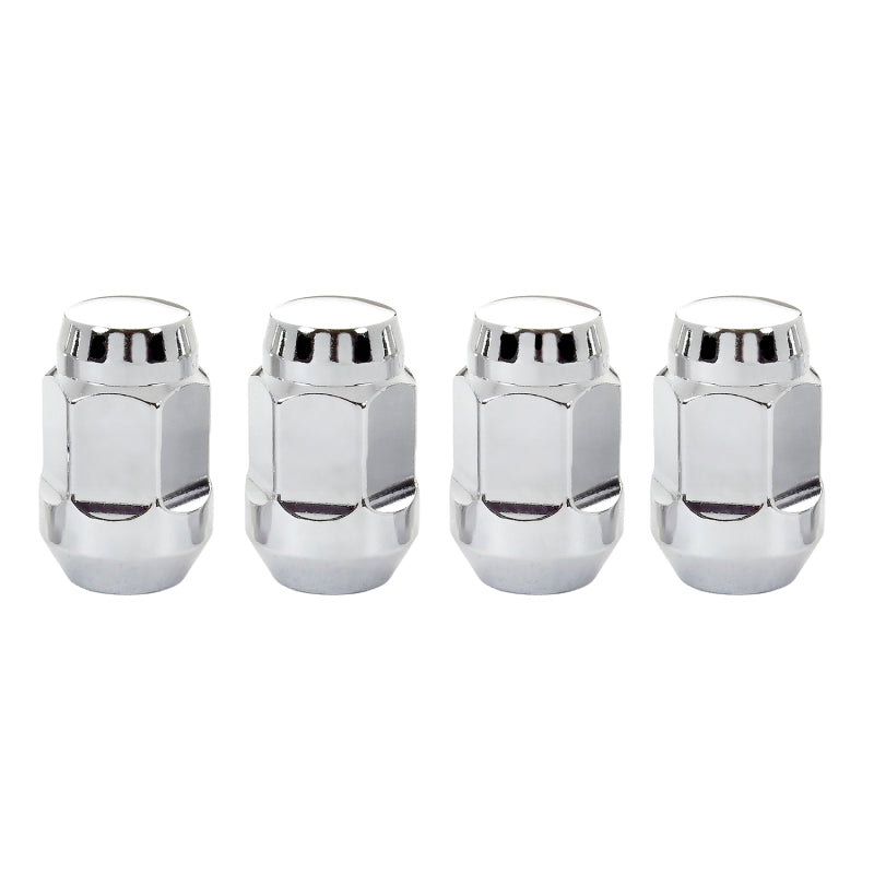 McGard Hex Lug Nut (Cone Seat Bulge Style) 1/2-20 / 3/4 Hex / 1.45in. Length (4-pack) - Chrome McGard Lug Nuts  AXOPROS