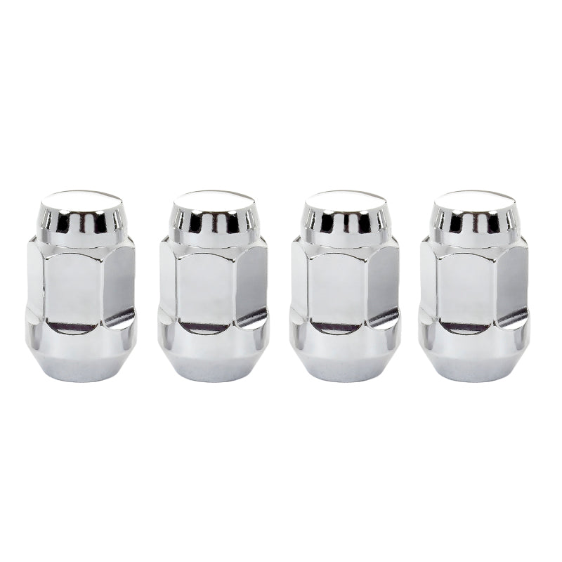 McGard Hex Lug Nut (Cone Seat Bulge Style) 1/2-20 / 3/4 Hex / 1.45in. Length (4-pack) - Chrome McGard Lug Nuts  AXOPROS
