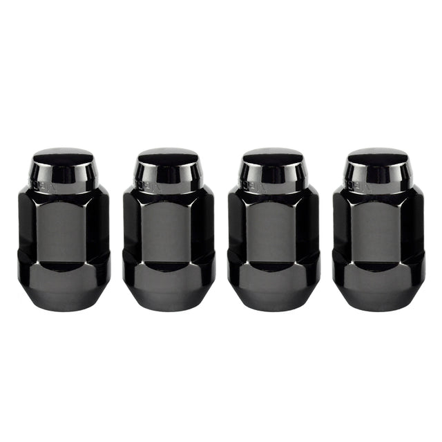 McGard Hex Lug Nut (Cone Seat Bulge Style) M12X1.5 / 3/4 Hex / 1.45in. Length (4-Pack) - Black McGard Lug Nuts  AXOPROS