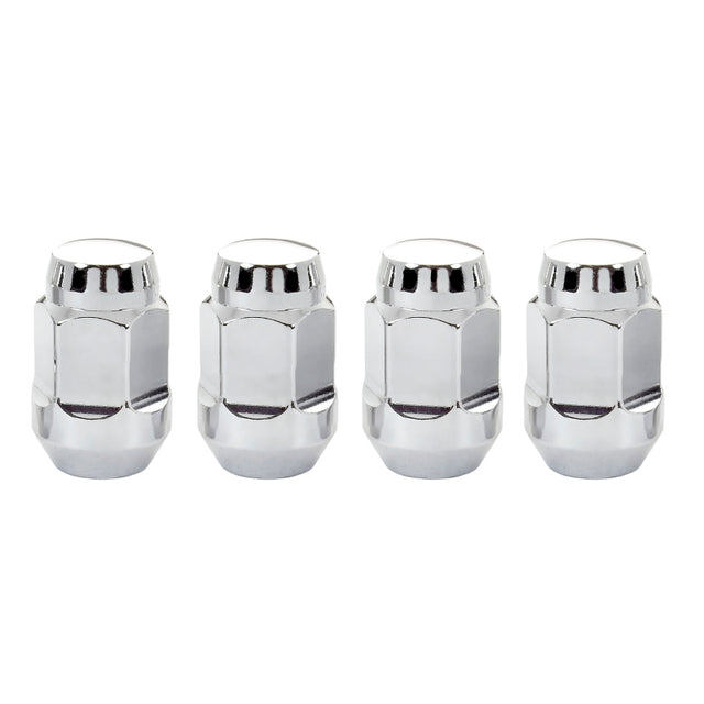 McGard Hex Lug Nut (Cone Seat Bulge Style) M12X1.5 / 3/4 Hex / 1.45in. Length (4-Pack) - Chrome McGard Lug Nuts  AXOPROS