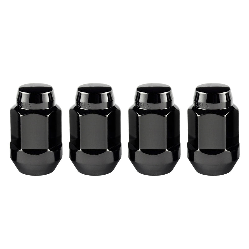 McGard Hex Lug Nut (Cone Seat Bulge Style) M14X1.5 / 22mm Hex / 1.635in. Length (4-Pack) - Black McGard Lug Nuts  AXOPROS