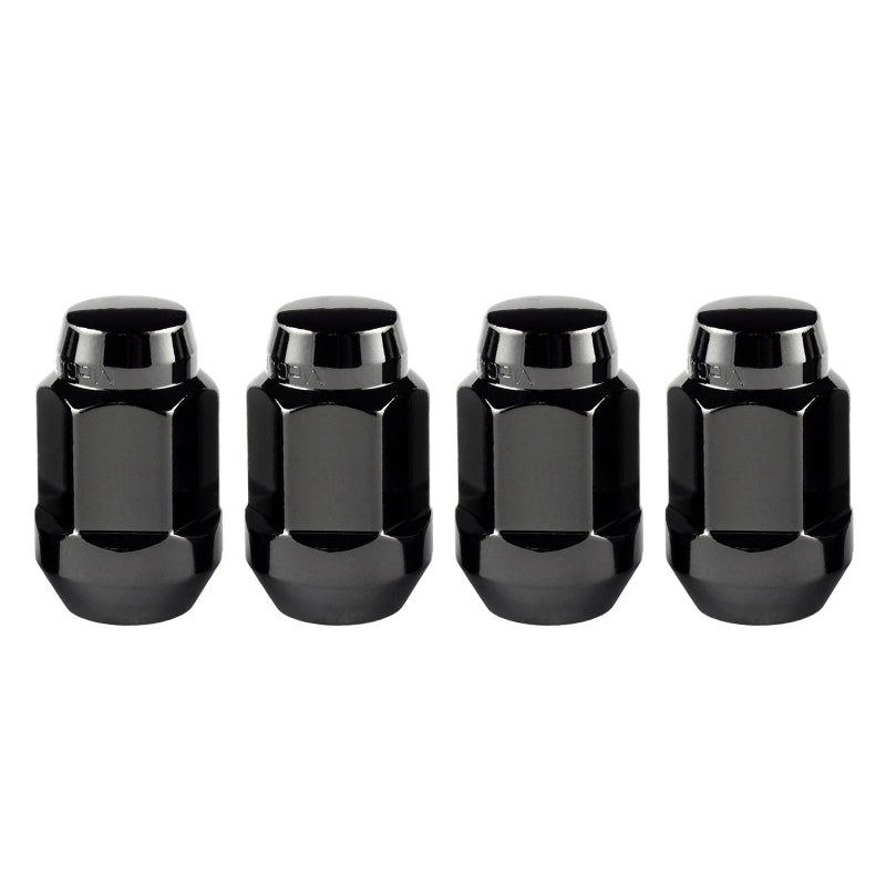 McGard Hex Lug Nut (Cone Seat Bulge Style) M14X1.5 / 22mm Hex / 1.635in. Length (4-Pack) - Black McGard Lug Nuts  AXOPROS