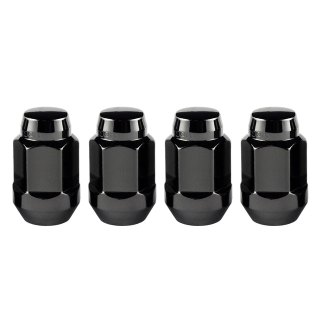 McGard Hex Lug Nut (Cone Seat Bulge Style) M14X1.5 / 22mm Hex / 1.635in. Length (4-Pack) - Black McGard Lug Nuts  AXOPROS
