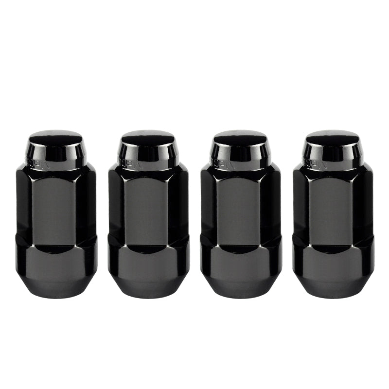 McGard Hex Lug Nut (Cone Seat Bulge Style) M14X1.5 / 22mm Hex / 1.945in. Length (4-Pack) - Black McGard Lug Nuts  AXOPROS