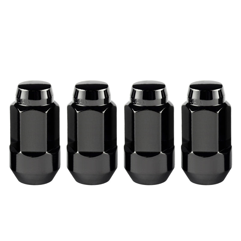 McGard Hex Lug Nut (Cone Seat Bulge Style) M14X1.5 / 22mm Hex / 1.945in. Length (4-Pack) - Black McGard Lug Nuts  AXOPROS