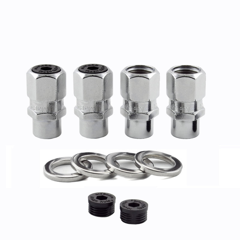 McGard Hex Lug Nut (Drag Racing Short Shank) 1/2-20 / 13/16 Hex / 1.6in. Length (4-Pack) - Chrome McGard Lug Nuts  AXOPROS