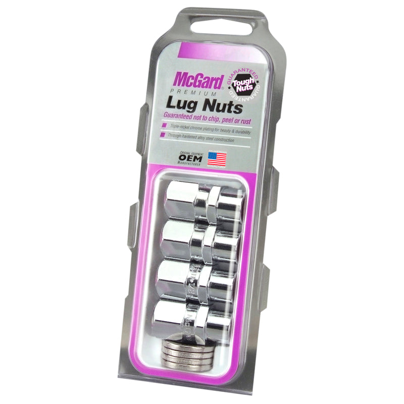 McGard Hex Lug Nut (Drag Racing Short Shank) 1/2-20 / 13/16 Hex / 1.6in. Length (4-Pack) - Chrome McGard Lug Nuts  AXOPROS