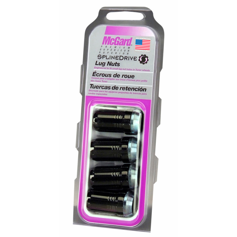 McGard SplineDrive Lug Nut (Cone Seat) M14X1.5 / 1.648in. Length (4-Pack) - Black (Req. Tool) McGard Lug Nuts  AXOPROS