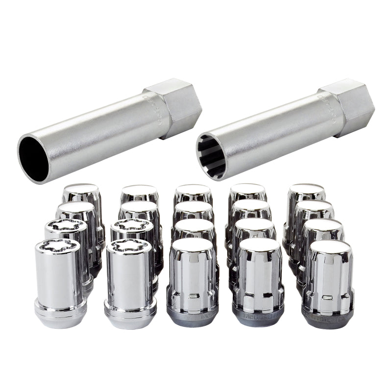 McGard SplineDrive Tuner 5 Lug Install Kit w/Locks & Tool (Cone) M12x1.5 / 13/16 Hex - Chrome (CS) McGard Lug Nuts AXOPROS