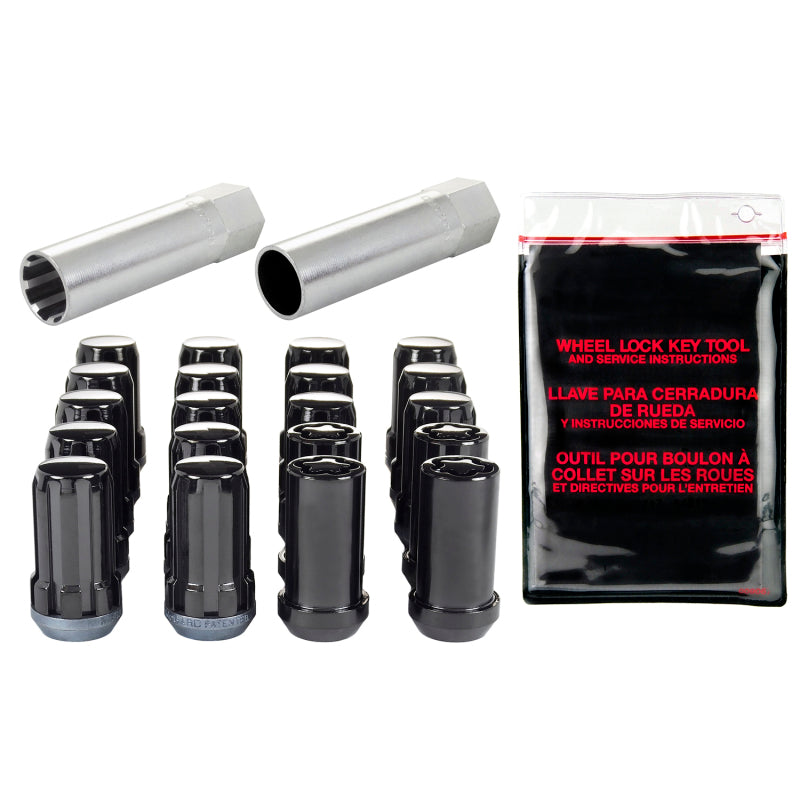 McGard SplineDrive Tuner 5 Lug Install Kit w/Locks & Tool (Cone) M14X1.5 / 22mm Hex - Blk McGard Lug Nuts  AXOPROS