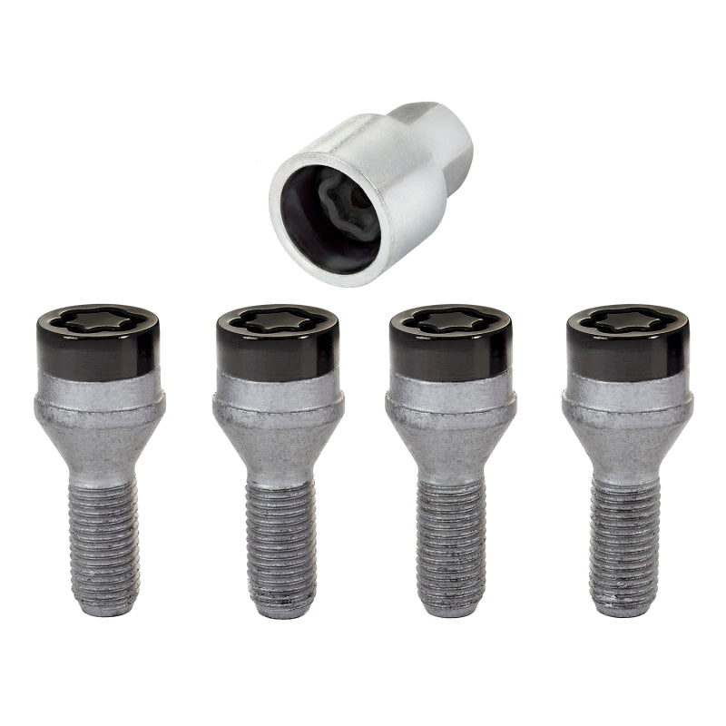 McGard Wheel Lock Bolt Set - 4pk. (Cone Seat) M12X1.5 / 17mm Hex / 25.5mm Shank Length - Black McGard Wheel Bolts  AXOPROS