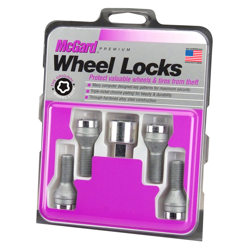 McGard Wheel Lock Bolt Set - 4pk. (Cone Seat) M12X1.5 / 17mm Hex / 25.5mm Shank Length - Chrome McGard Wheel Bolts  AXOPROS