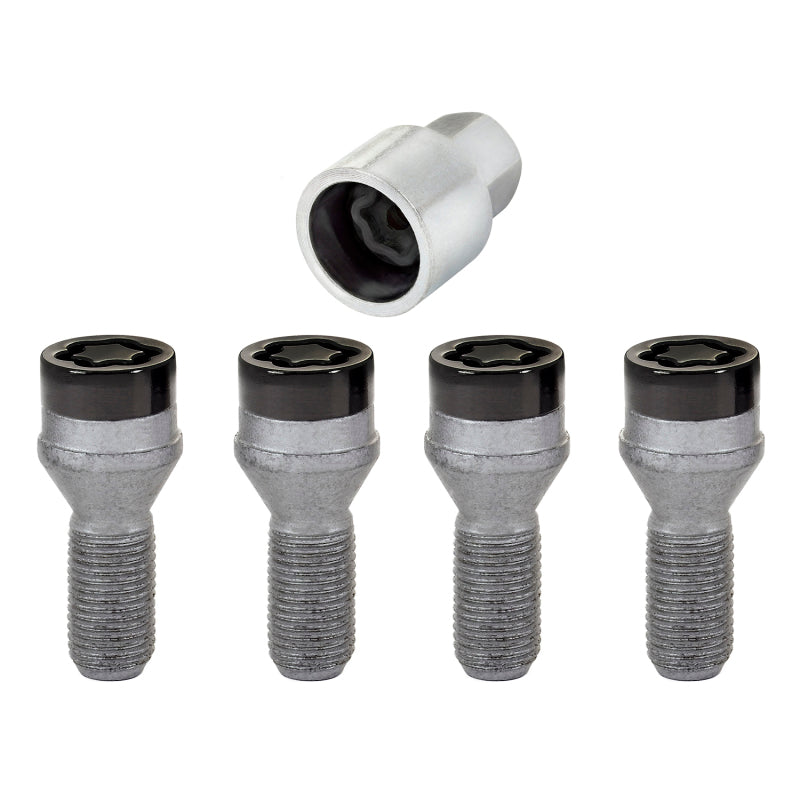 McGard Wheel Lock Bolt Set - 4pk. (Cone Seat) M14X1.25 / 17mm Hex / 27.3mm Shank Length - Black McGard Wheel Bolts  AXOPROS