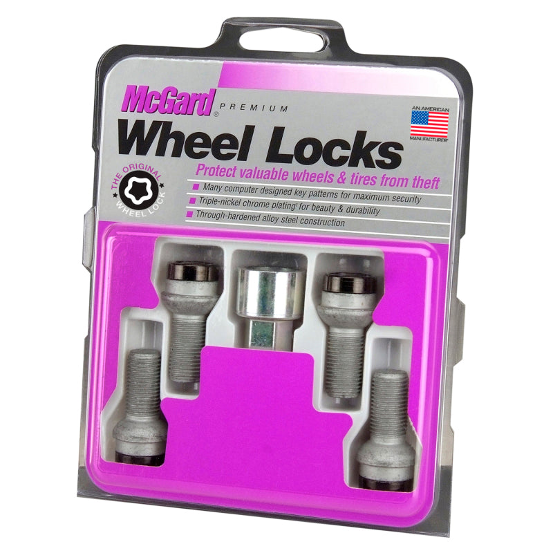 McGard Wheel Lock Bolt Set - 4pk. (Radius Seat) M14X1.5 / 17mm Hex / 26.7mm Shank Length - Black McGard Wheel Bolts  AXOPROS