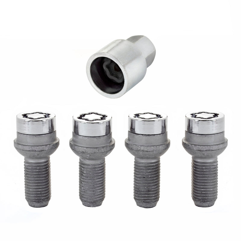 McGard Wheel Lock Bolt Set - 4pk. (Radius Seat) M14X1.5 / 17mm Hex / 27.0mm Shank Length - Chrome McGard Wheel Bolts AXOPROS