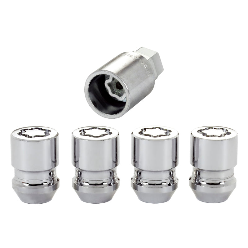 McGard Wheel Lock Nut Set - 4pk. (Cone Seat) M12X1.5 / 19mm & 21mm Dual Hex / 1.28in. L - Chrome McGard Lug Nuts  AXOPROS