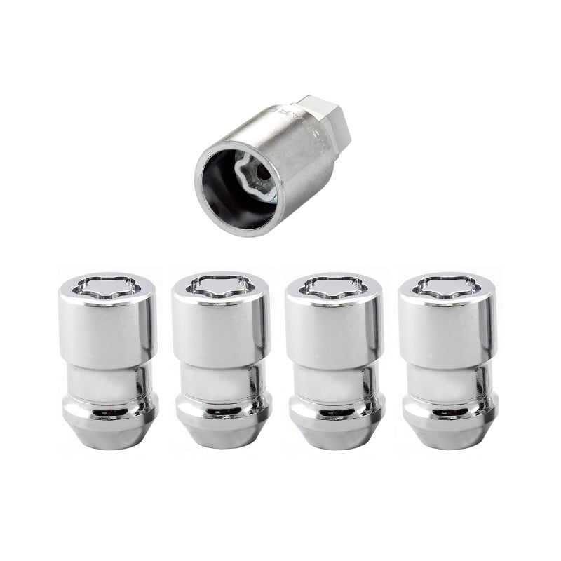 McGard Wheel Lock Nut Set - 4pk. (Cone Seat) M12X1.5 / 19mm & 21mm Dual Hex / 1.46in. L - Chrome McGard Lug Nuts  AXOPROS