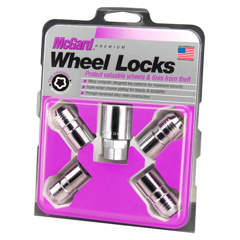 McGard Wheel Lock Nut Set - 4pk. (Cone Seat) M14X1.5 / 21mm & 22mm Dual Hex / 1.639in. L - Chrome McGard Lug Nuts  AXOPROS