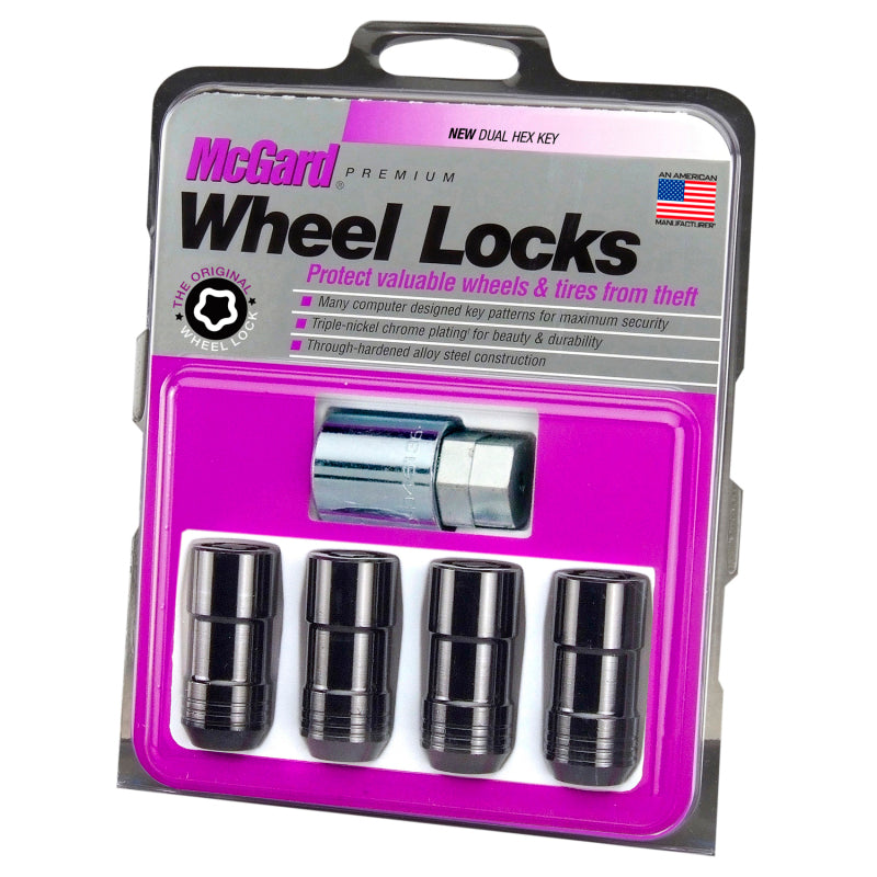 McGard Wheel Lock Nut Set - 4pk. (Cone Seat) M14X1.5 / 21mm & 22mm Dual Hex / 1.965in. L - Black McGard Lug Nuts  AXOPROS