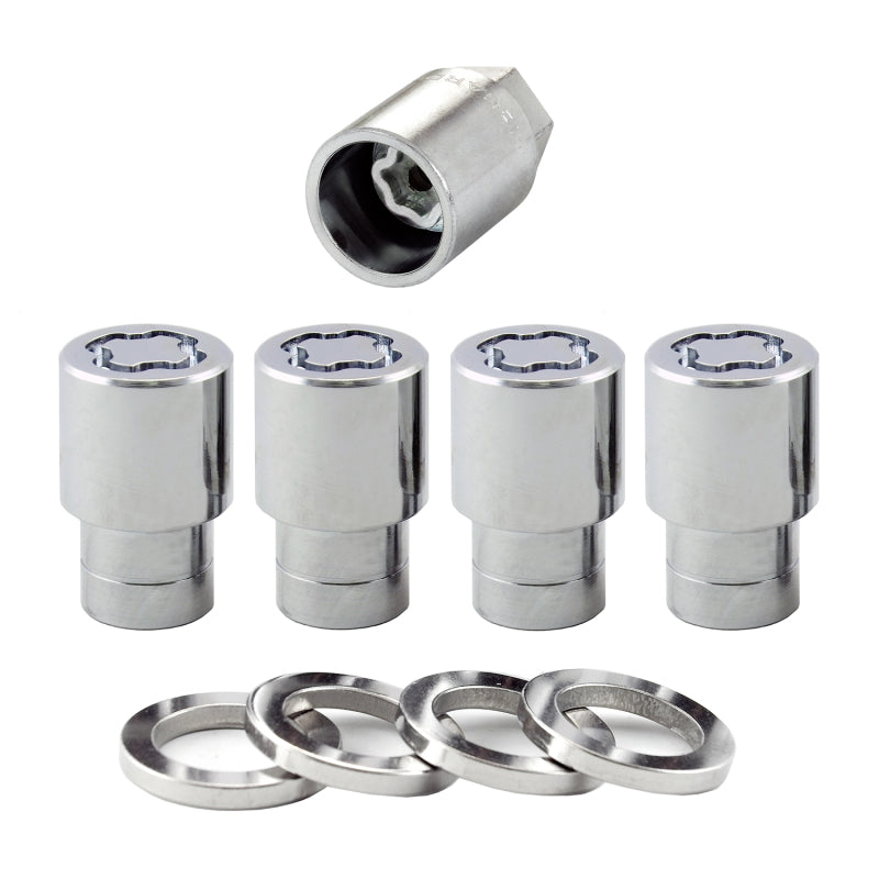McGard Wheel Lock Nut Set - 4pk. (Reg. Shank Seat) M12X1.5 / 13/16 Hex / 1.38in. Length - Chrome McGard Lug Nuts  AXOPROS