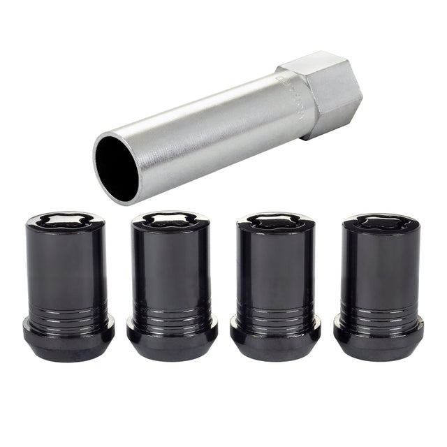 McGard Wheel Lock Nut Set - 4pk. (Tuner / Cone Seat) M12X1.25 / 13/16 Hex / 1.24in. Length - Black McGard Lug Nuts  AXOPROS