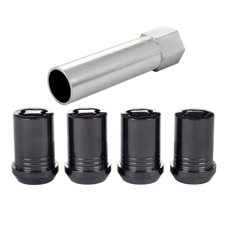 McGard Wheel Lock Nut Set - 4pk. (Tuner / Cone Seat) M12X1.5 / 13/16 Hex / 1.24in. Length - Black McGard Lug Nuts  AXOPROS