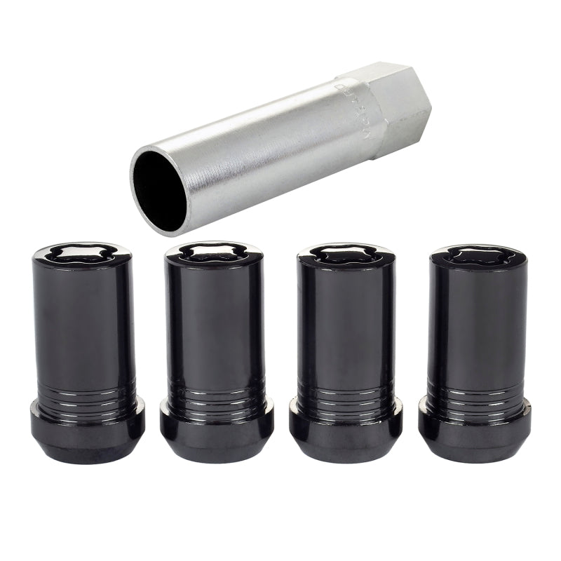 McGard Wheel Lock Nut Set - 4pk. (Tuner / Cone Seat) M14X1.5 / 22mm Hex / 1.648in. Length - Black McGard Lug Nuts  AXOPROS